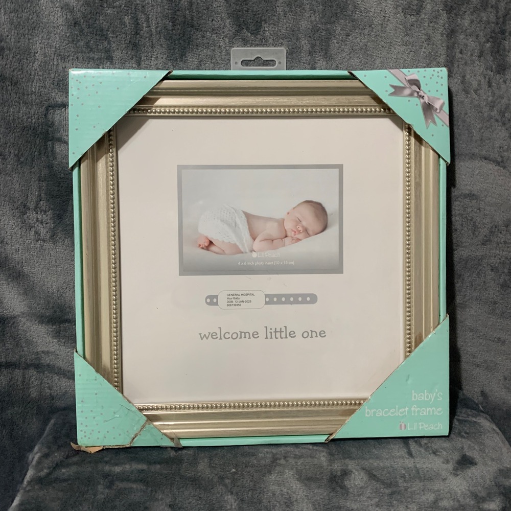 Lil Peach Baby Bracelet Frame Unisex OS 93041 Silver Hospital ID Keepsake New